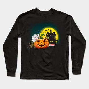 Womens Nurse Pumpkins Women`s Halloween Pumpkin Scrubs Long Sleeve T-Shirt